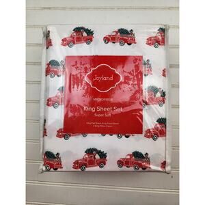 Joyland Red Christmas Truck Dog Microfiber Sheet Set Super Soft NEW King Size